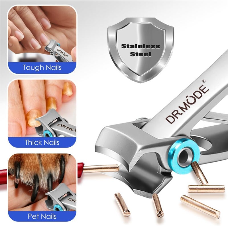 DRMODE Nail Clippers for Men Thick Nails - Large Toe Nail Clippers for Thick Nails for Senior with Wide Jaw Opening, Sharp Finger Nail Clippers Adult Cutter for Tough Nail - Image 2